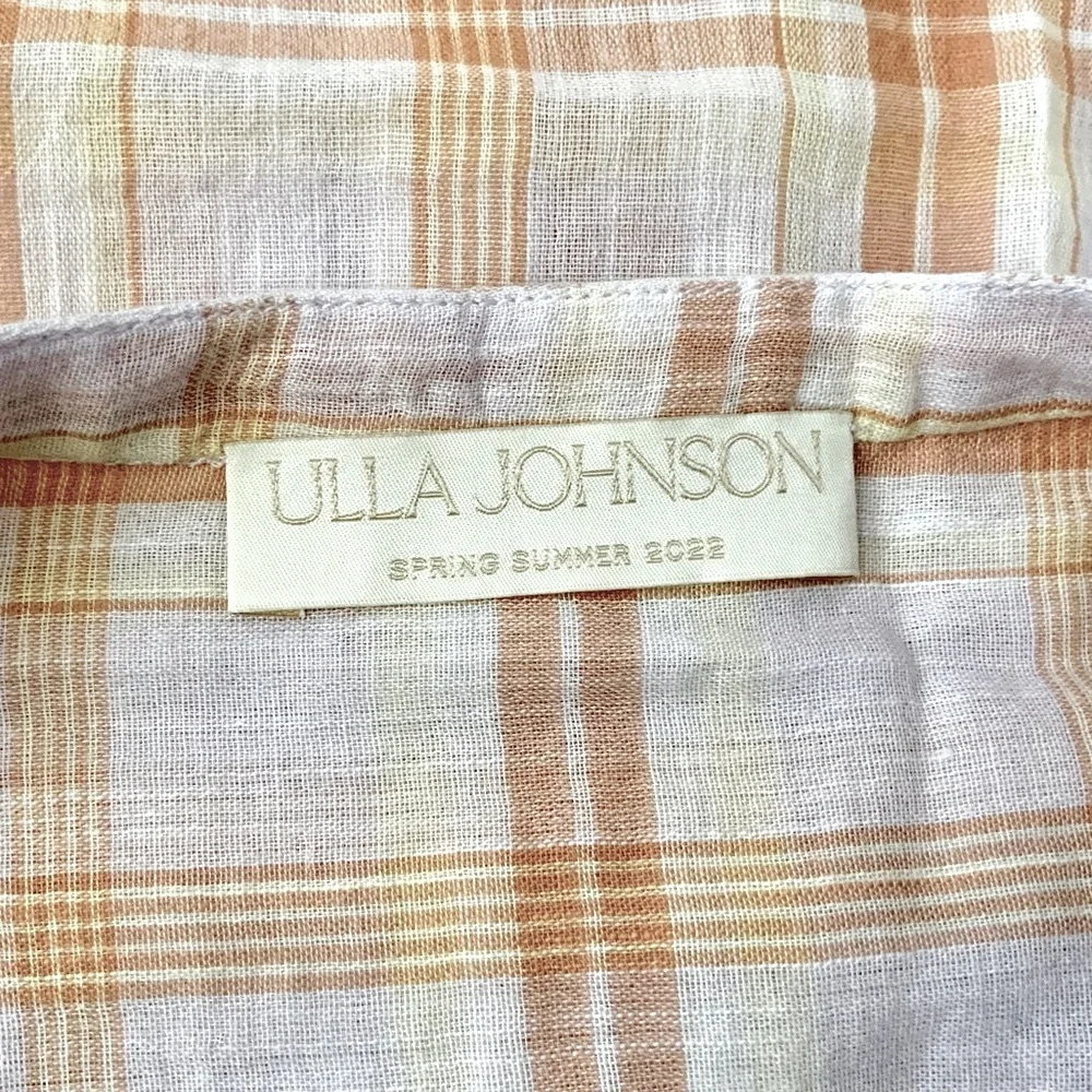 ULLA JOHNSON Nour Blouse Button Down Balloon Sleeve Pink Orange Size 2